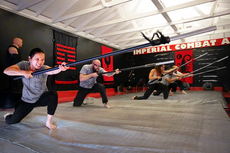 Weapons training with spears at Imperial Combat Arts